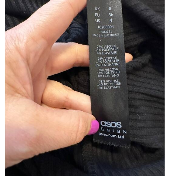 Asos black crew neck long sleeves side slits sweater size 4 - Picture 3 of 9